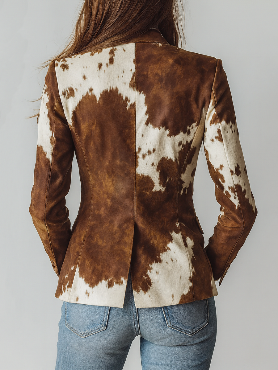 Blazer Ecológico Vintage de Cuero de Vaca para Mujeres