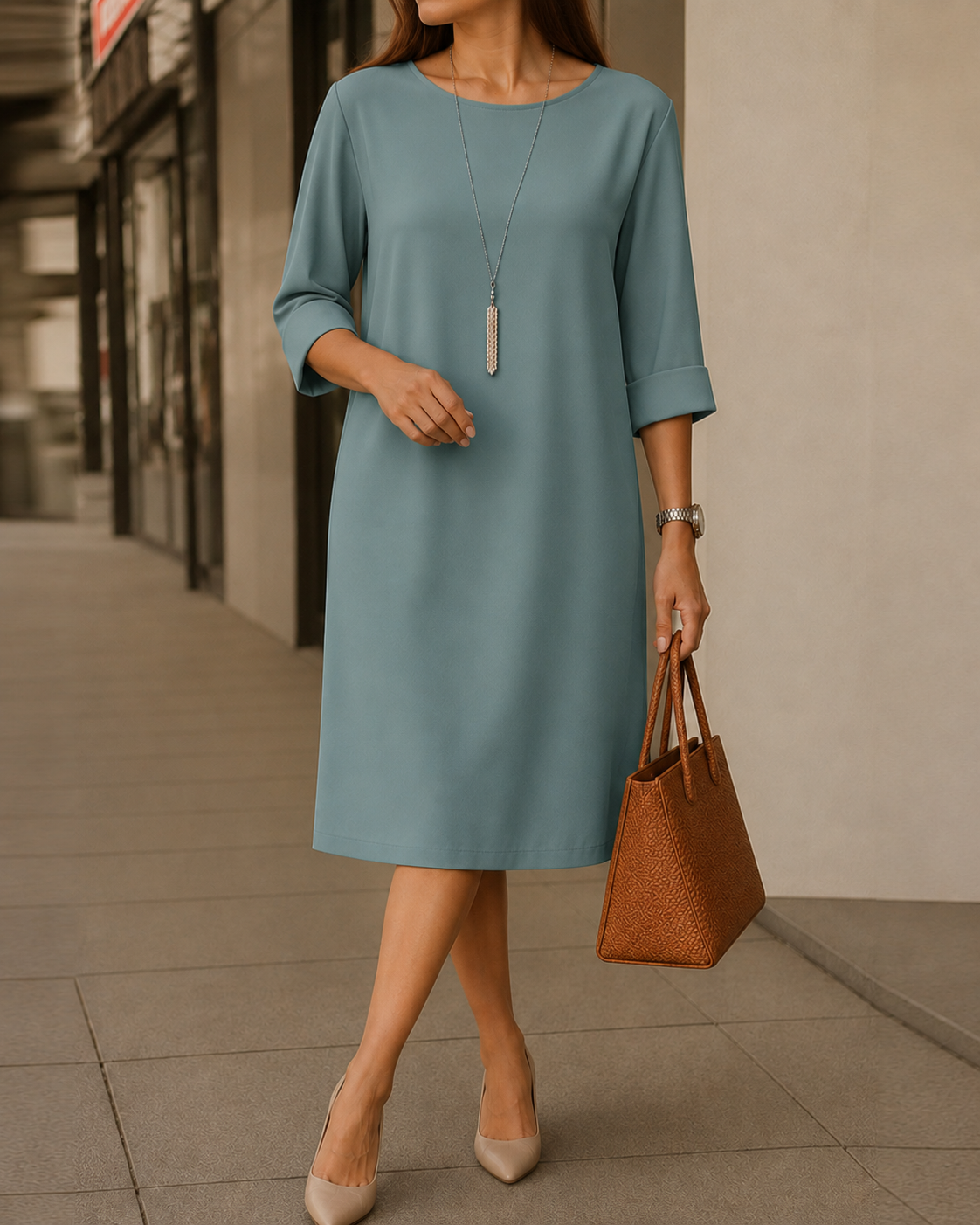 Jeanette | Vestido Midi que Disimula la Barriga