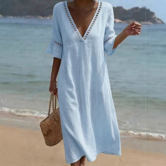 ELARA | Vestido Maxi Fresco, Confortable y Halagador para Estilo Costero