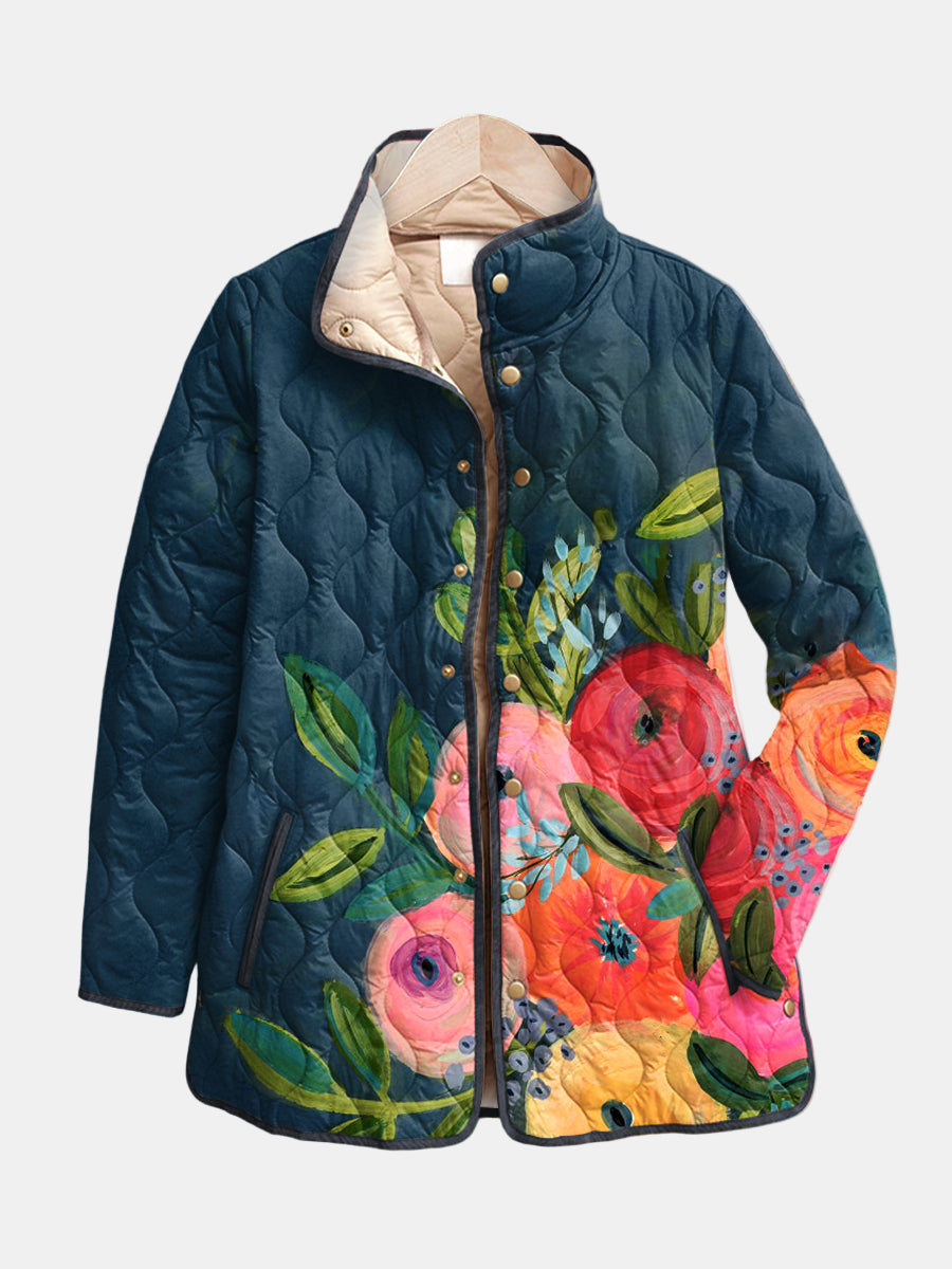 Camilla | Chaqueta Acolchada Flores Pintadas