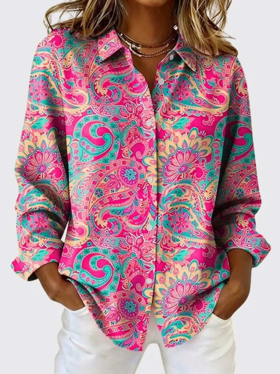 Joanna | Blusa de Botones con Estampado Paisley