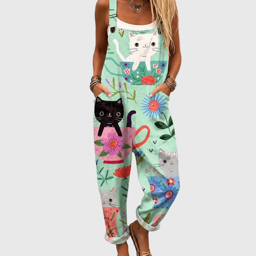 Peto Elvira con gatos y flores