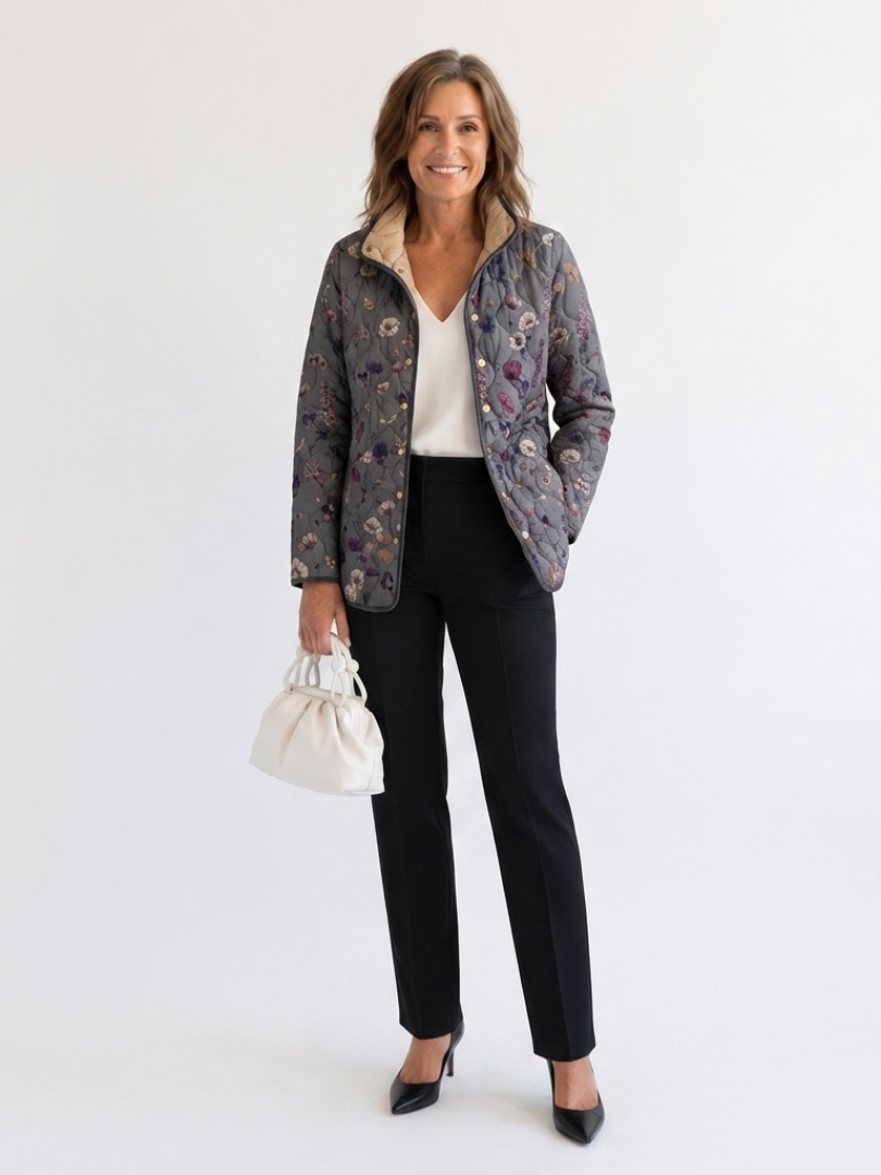 Nathalie | Chaqueta Acolchada Flores Secas