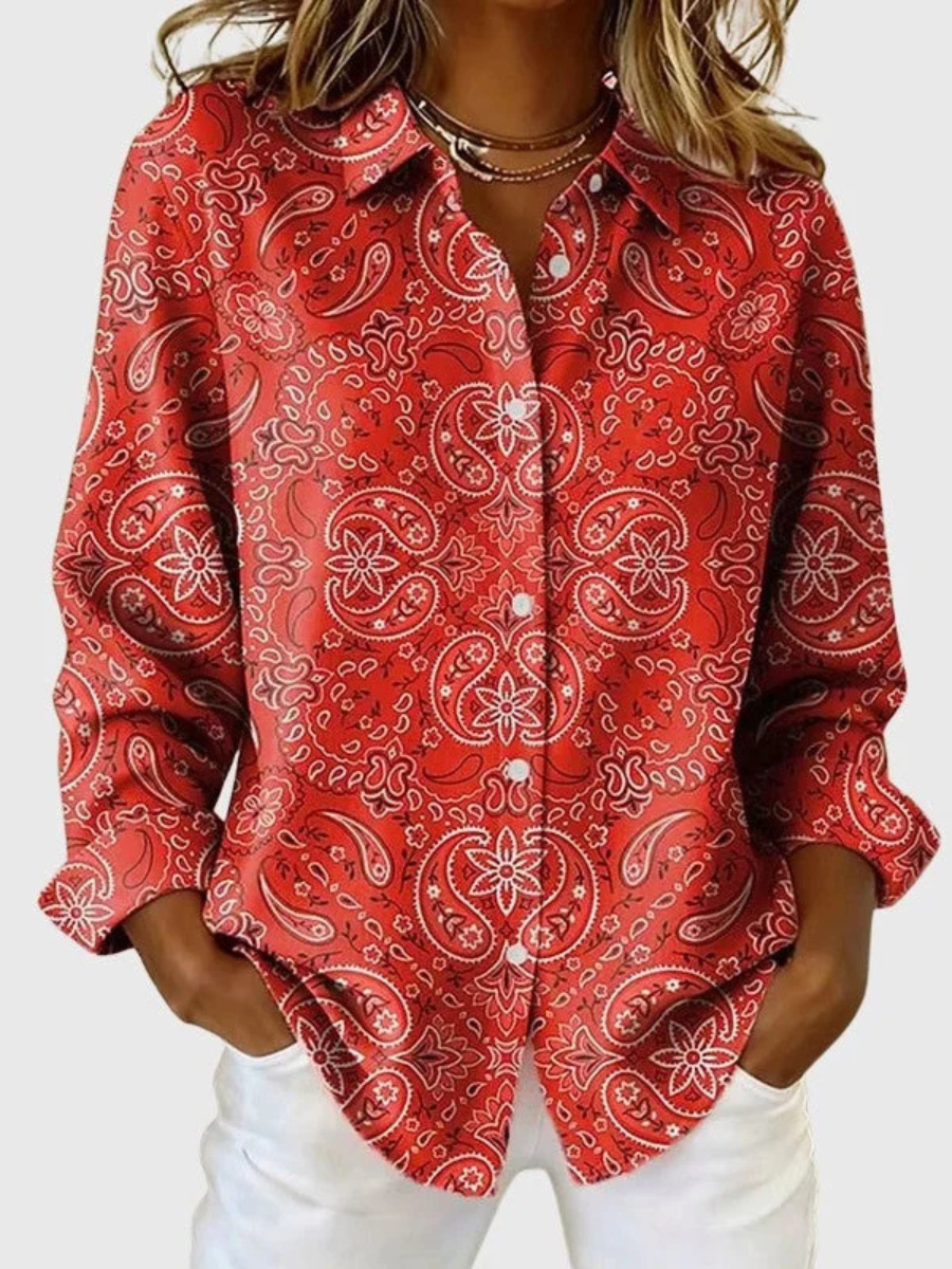 Joanna | Blusa de Botones con Estampado Paisley