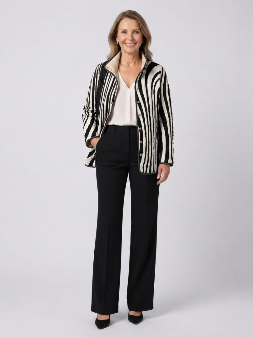 Sylvie | Chaqueta Acolchada Gráfica de Rayas Zebradas