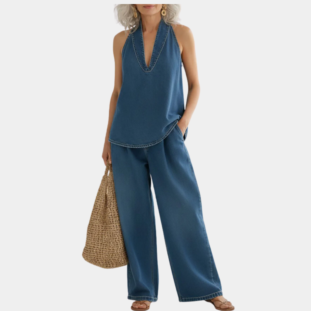 Ivy | Conjunto Gemelo Denim Efecto Vintage Lavado Suave