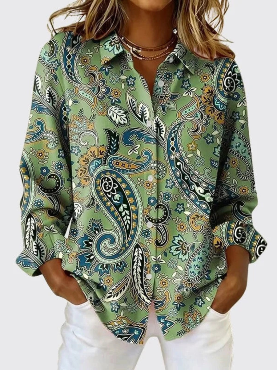 Joanna | Blusa de Botones con Estampado Paisley