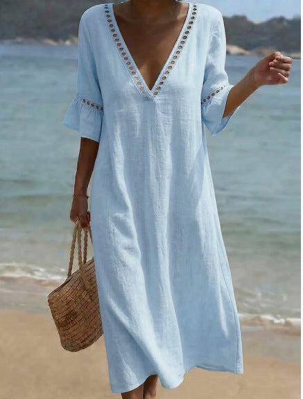 ELARA | Vestido Maxi Fresco, Confortable y Halagador para Estilo Costero
