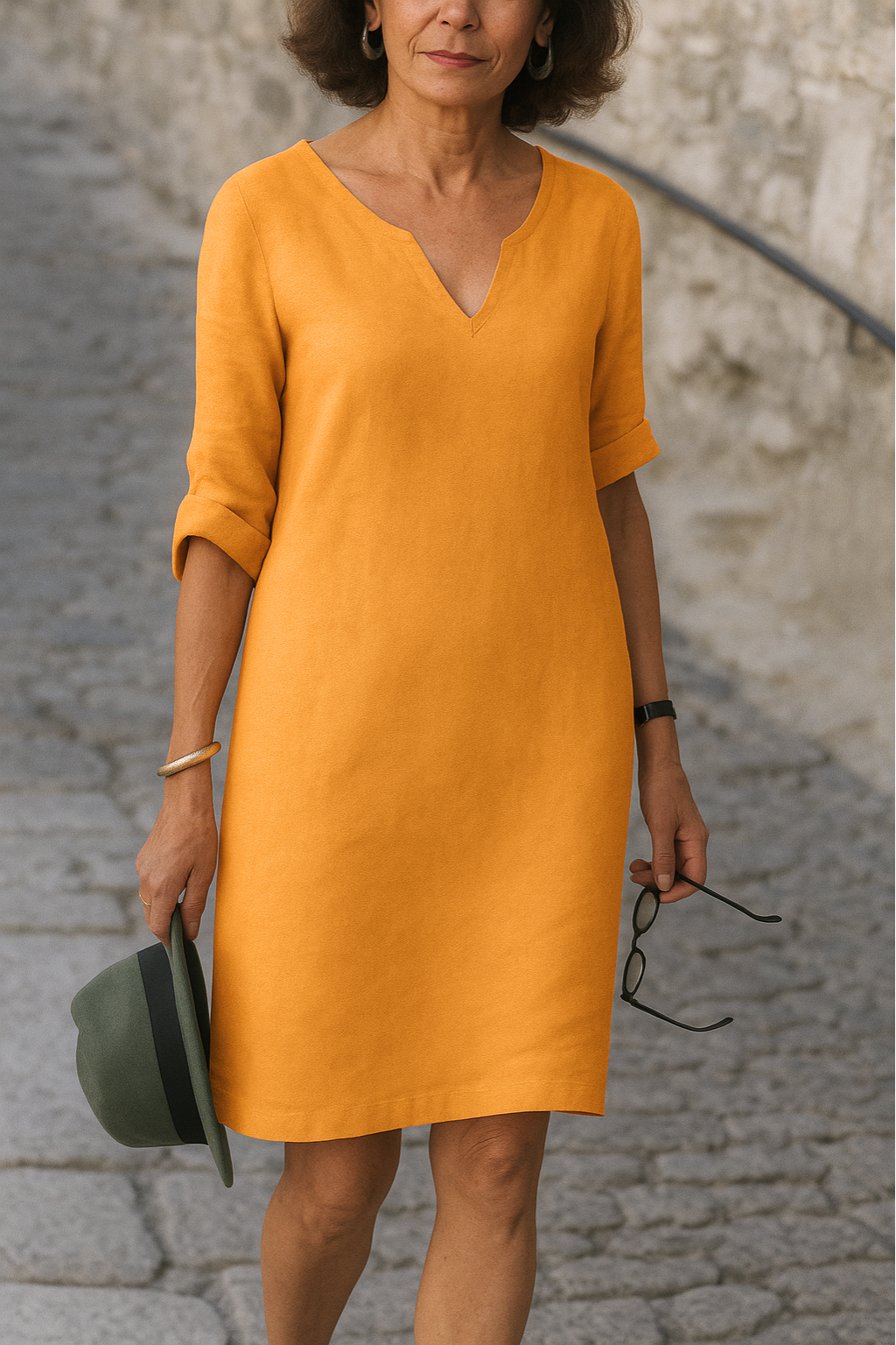 ADRIANA | Vestido Fluido con Escote en V y Línea Elegante para Cada Momento del Día