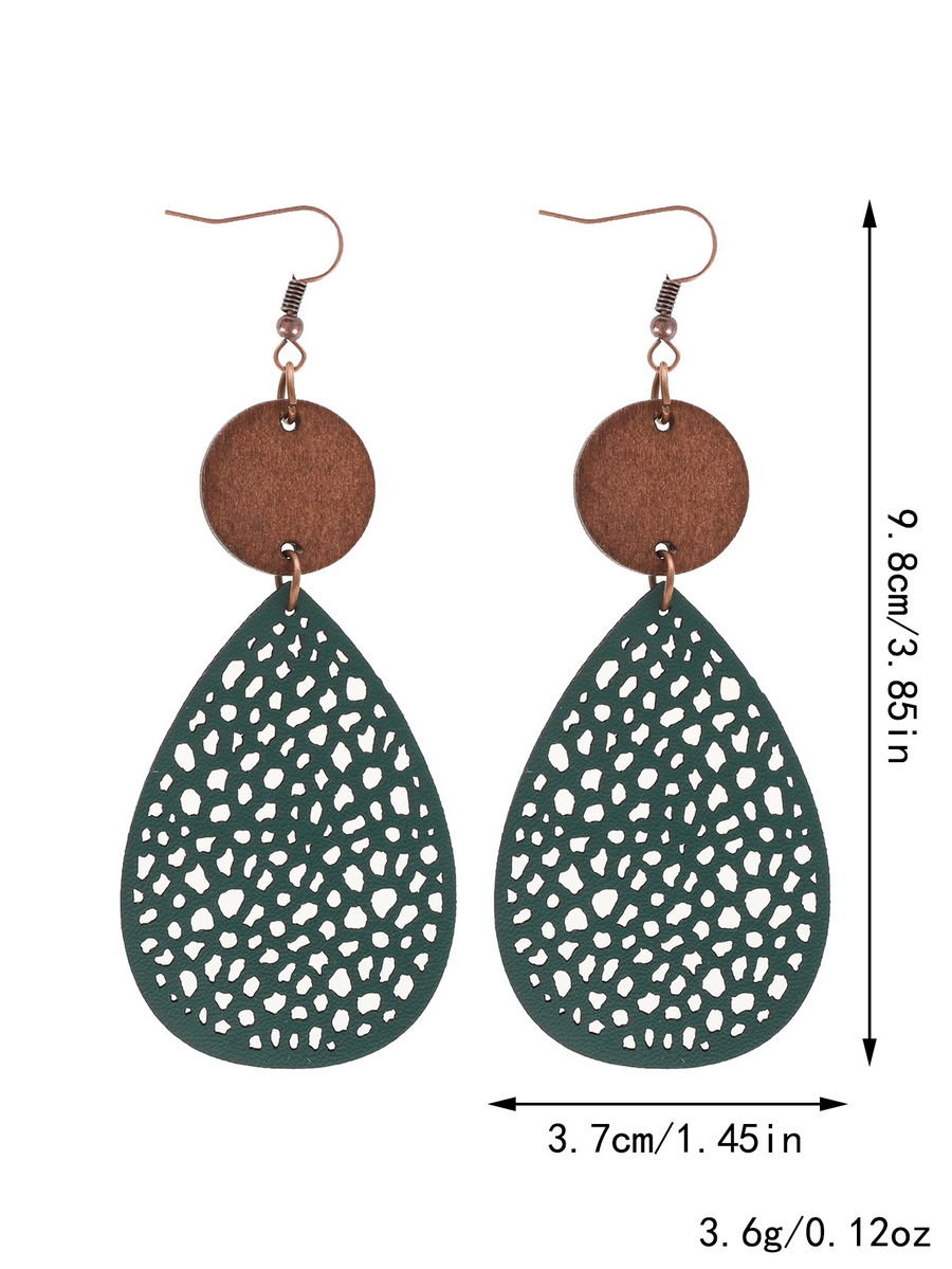 Eliana - Pendientes Colgantes de Cuero PU Estilo Vintage