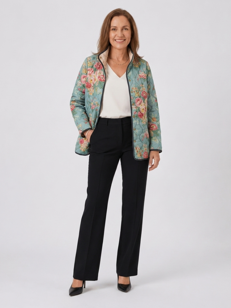 Mathilde | Chaqueta Acolchada Rosas Celadon