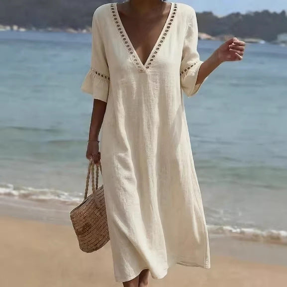 ELARA | Vestido Maxi Fresco, Confortable y Halagador para Estilo Costero