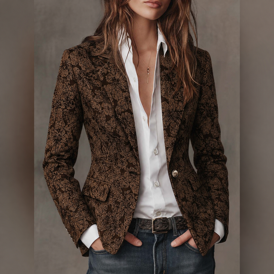 Blazer Ajustado de Jacquard Paisley para Mujeres