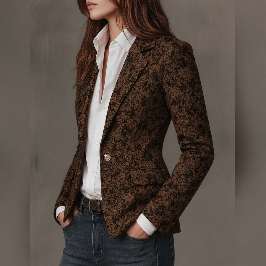 Blazer Ajustado de Jacquard Paisley para Mujeres
