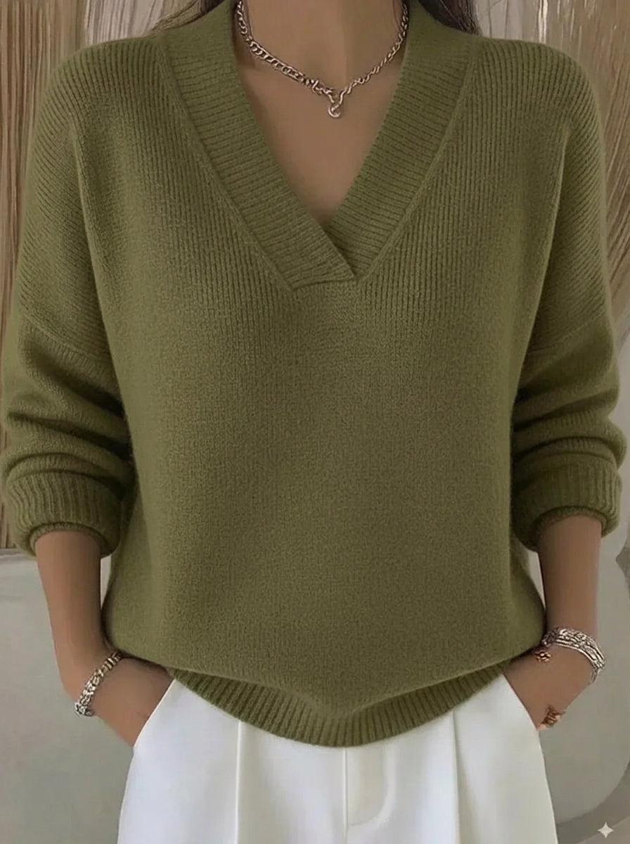 Violeta - Jersey Holgado con Cuello de Pico