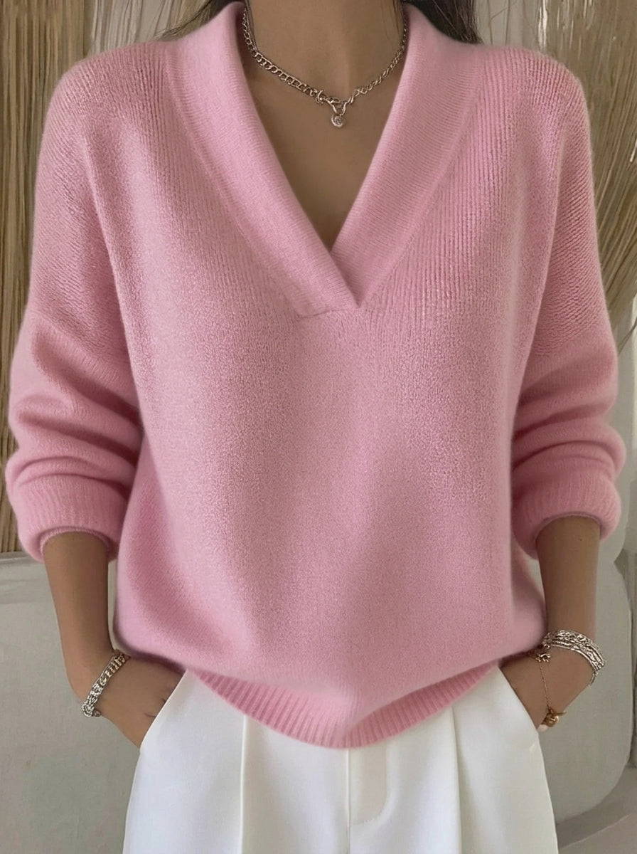 Violeta - Jersey Holgado con Cuello de Pico