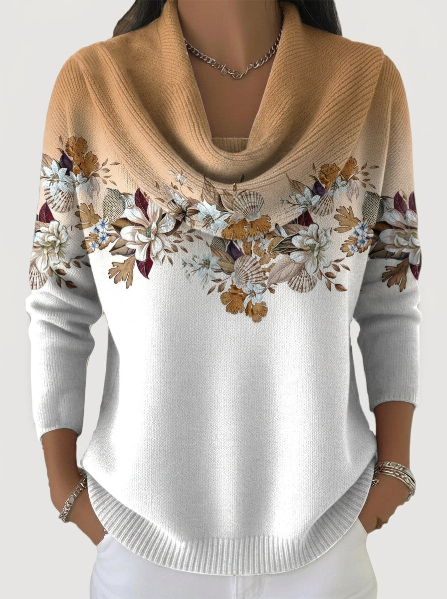 Alba - Jersey Floral con Cuello Vuelto
