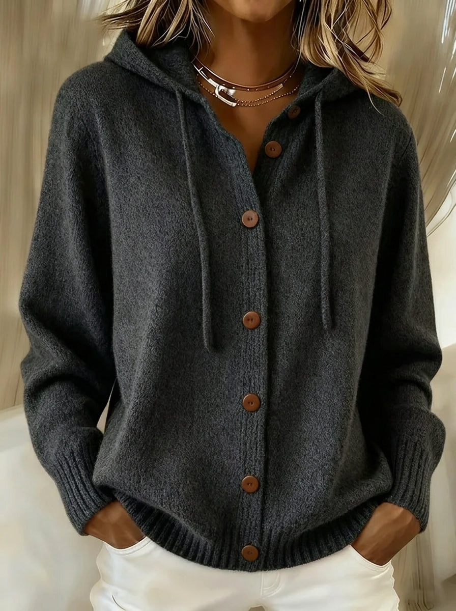 Begoña - Chaqueta de Punto con Capucha y Botones