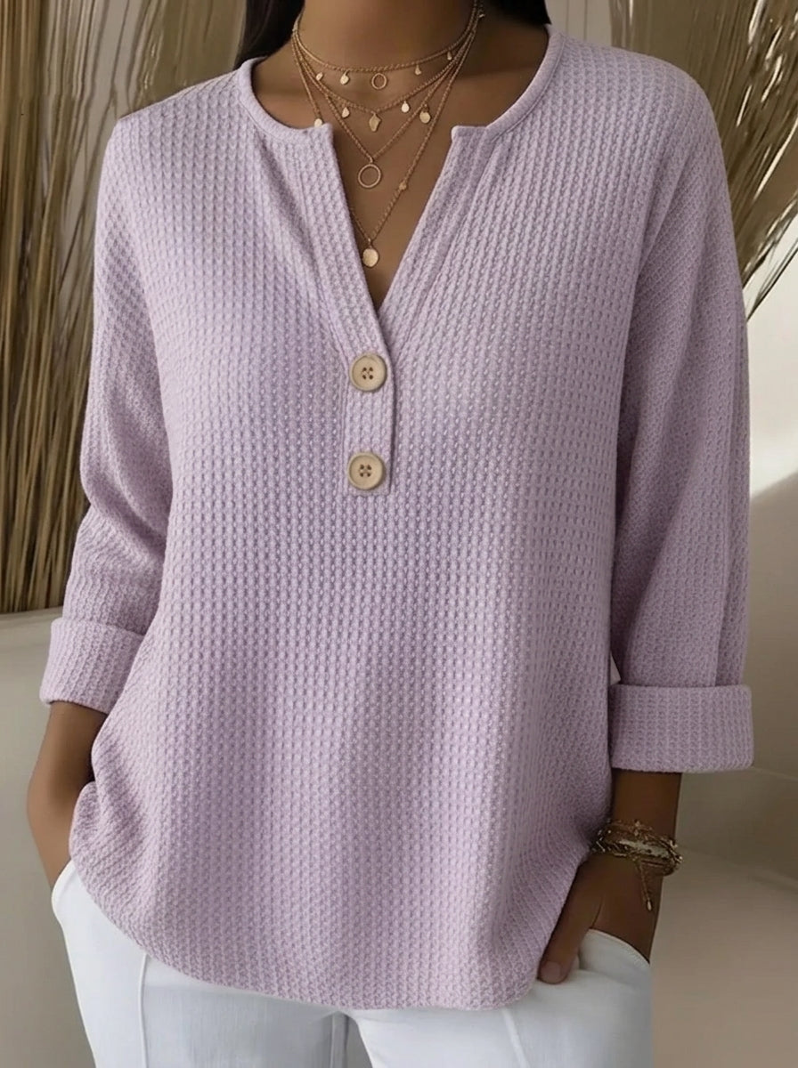 Lucía - Camiseta Henley Gofrada con Botones