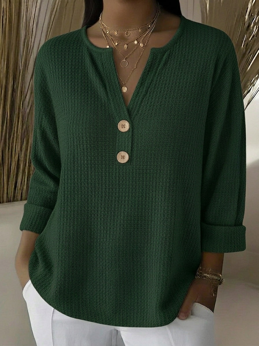 Lucía - Camiseta Henley Gofrada con Botones