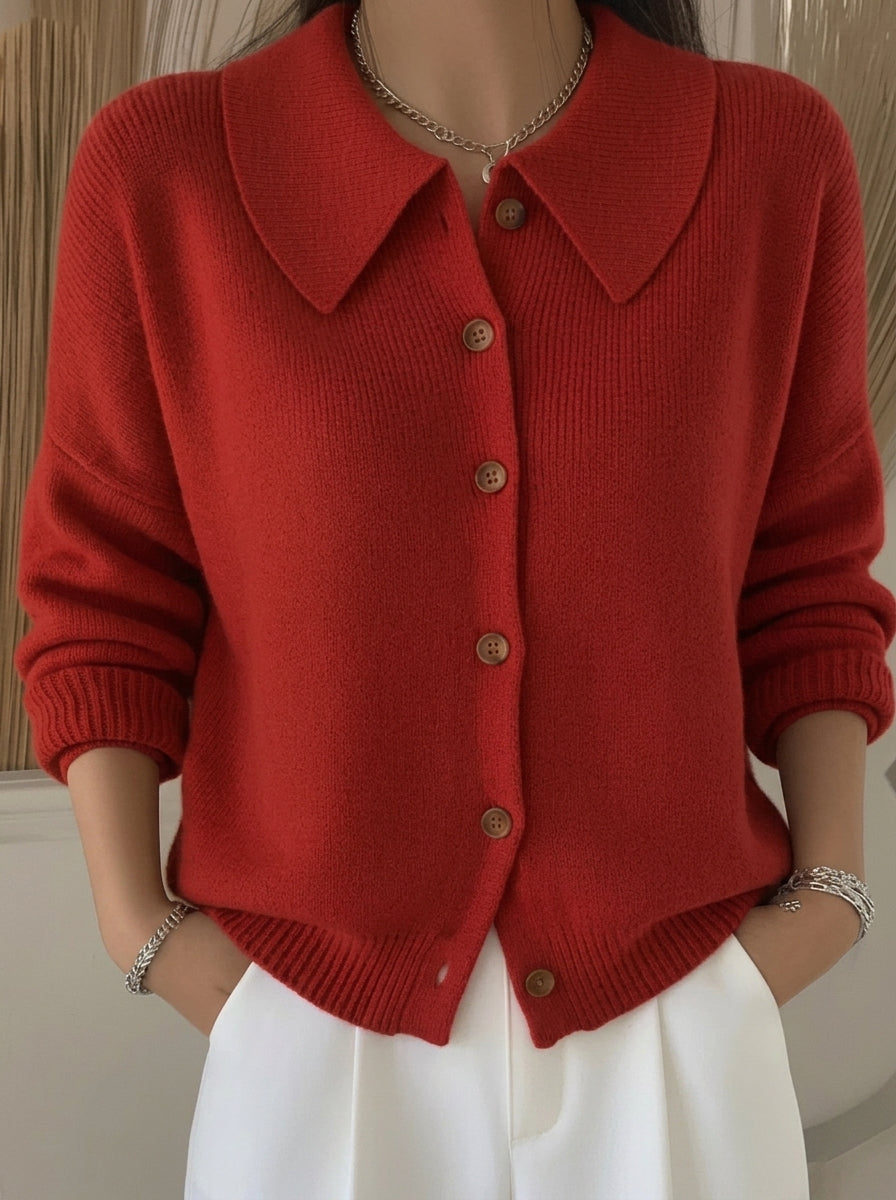 Vega - Chaqueta de Punto con Cuello Camisero
