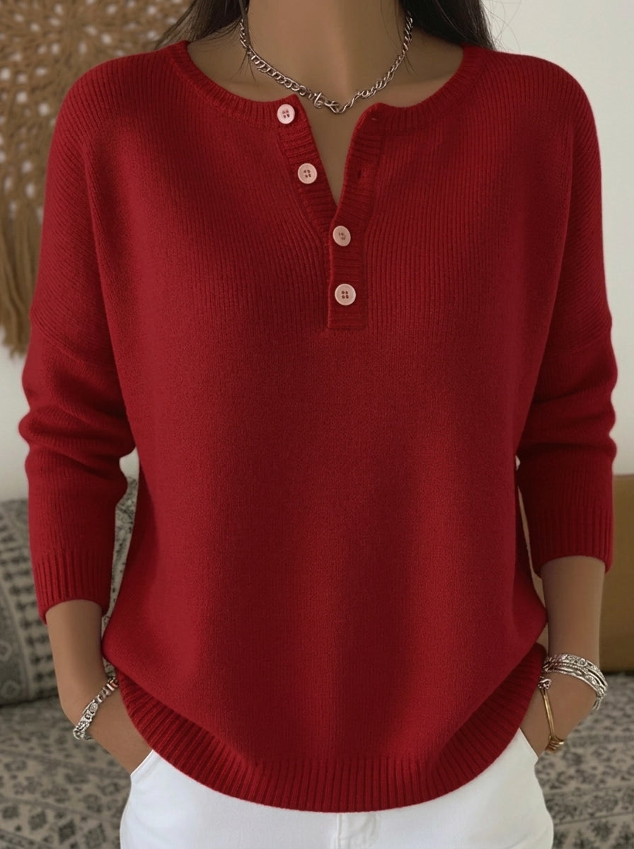 Helena - Jersey de Punto con Botones Henley