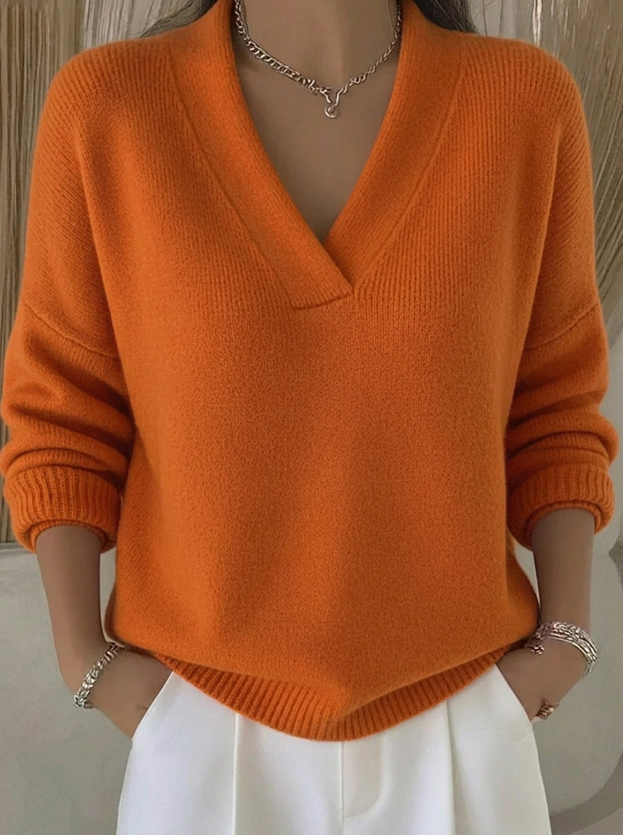 Violeta - Jersey Holgado con Cuello de Pico