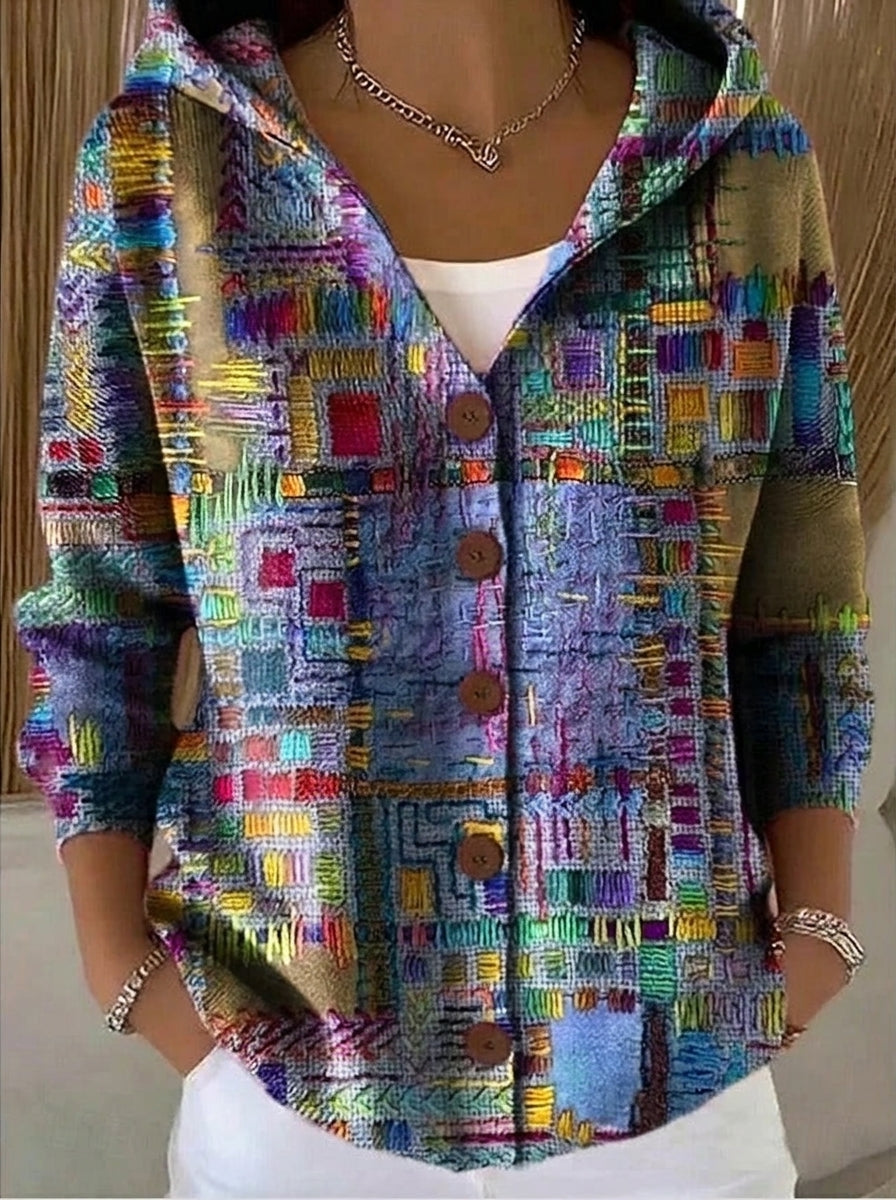 Paloma - Chaqueta de Punto Estampada con Capucha