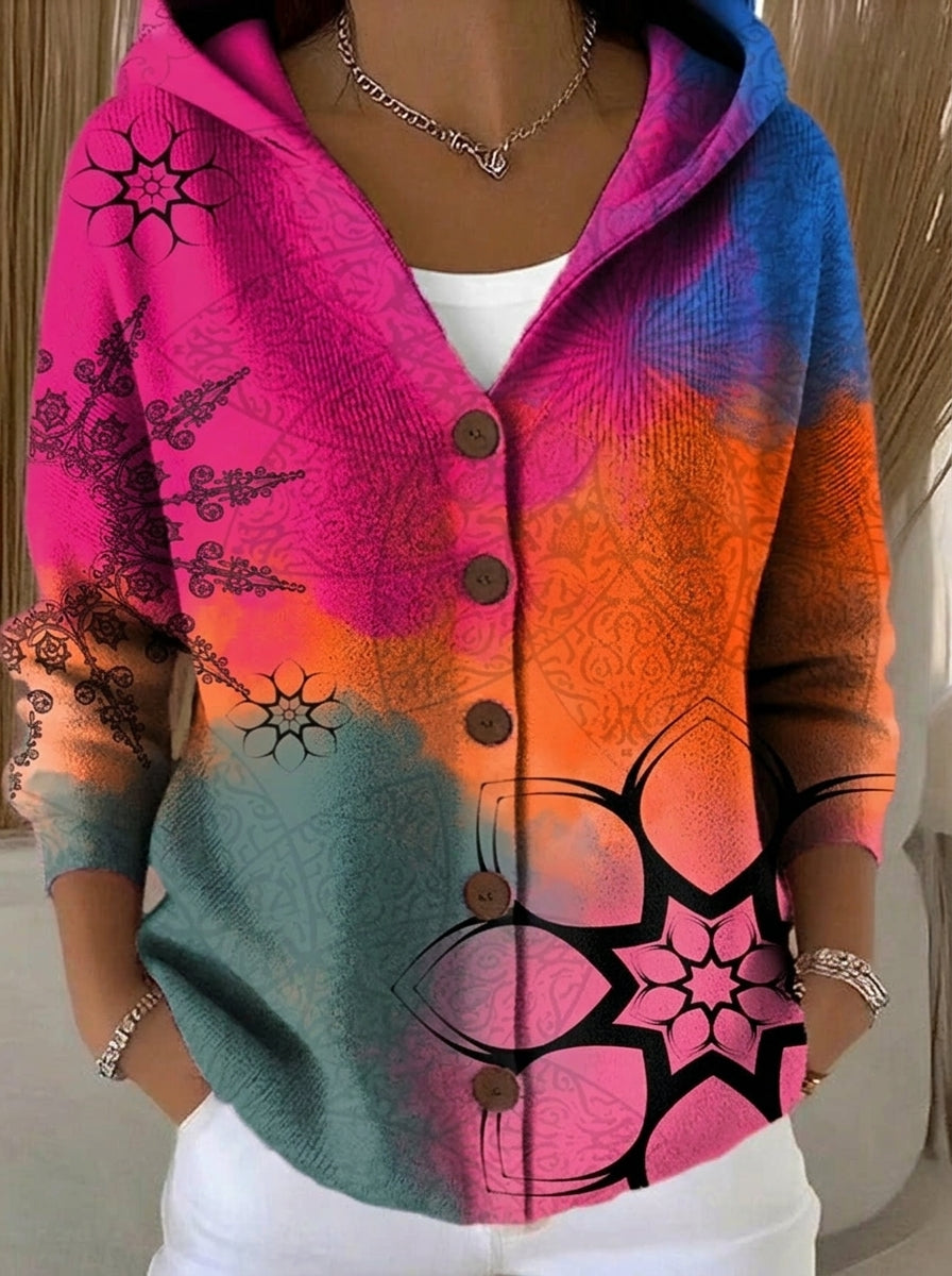 Paloma - Chaqueta de Punto Estampada con Capucha