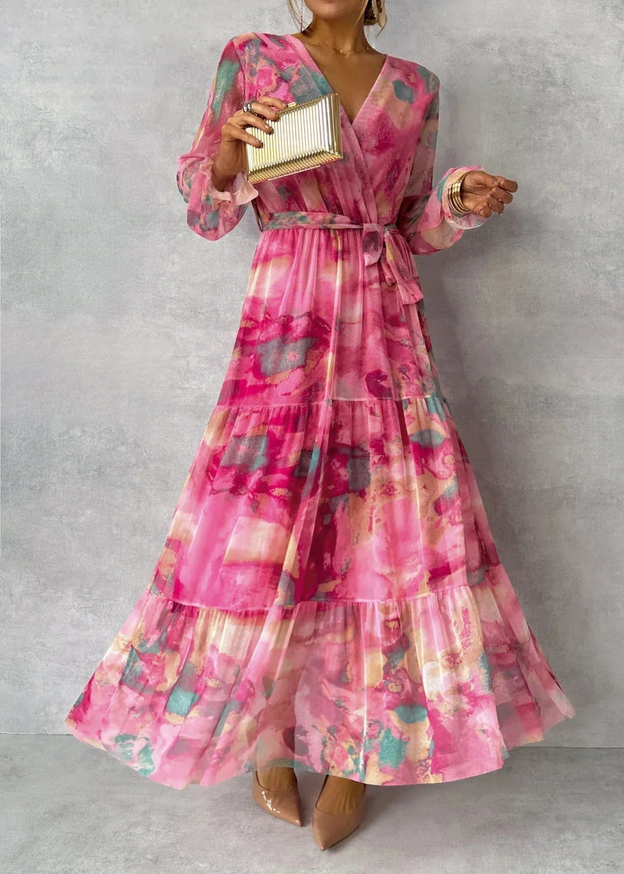 ZOEY | Vestido Floral Vibrante con Silueta en Capas que Favorece