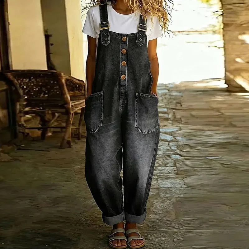 Mae | Salopette de algodón denim vintage con tirantes ajustables