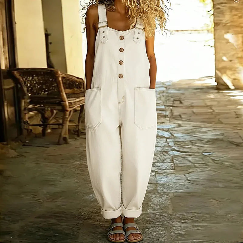 Mae | Salopette de algodón denim vintage con tirantes ajustables