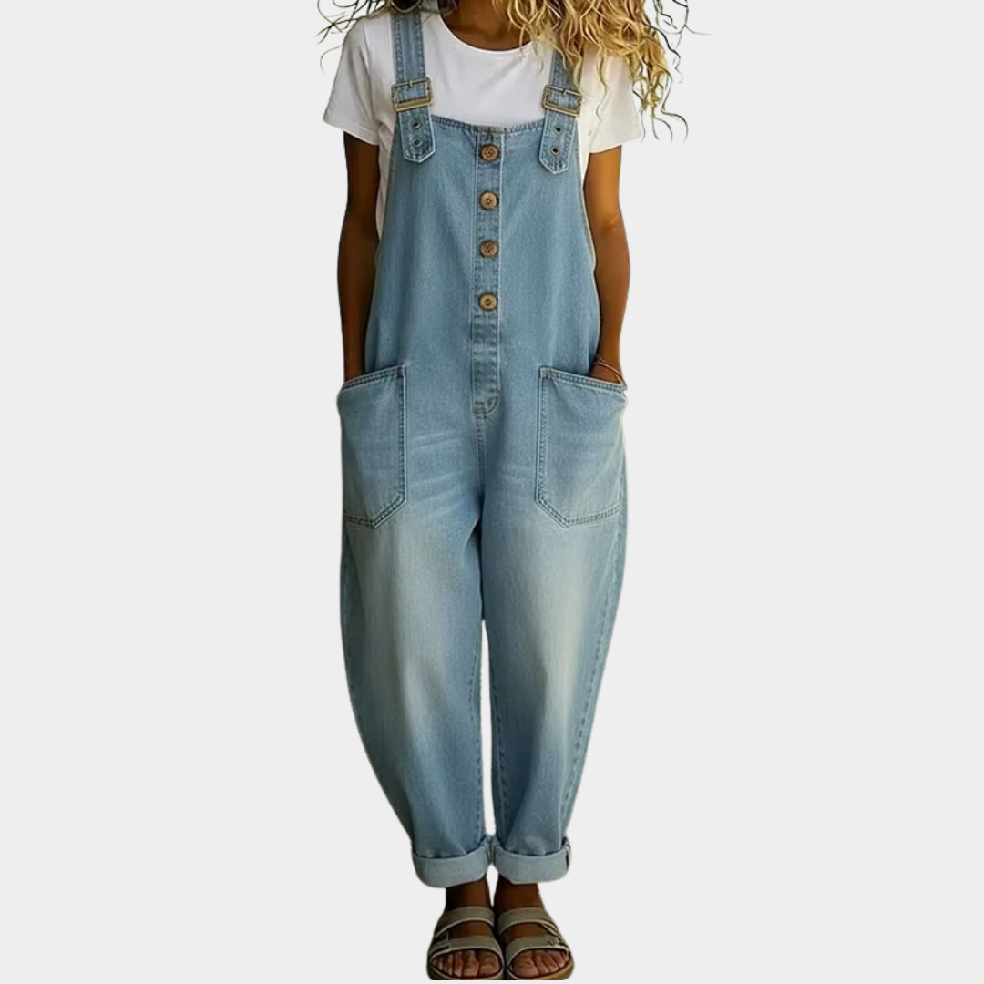 Mae | Salopette de algodón denim vintage con tirantes ajustables