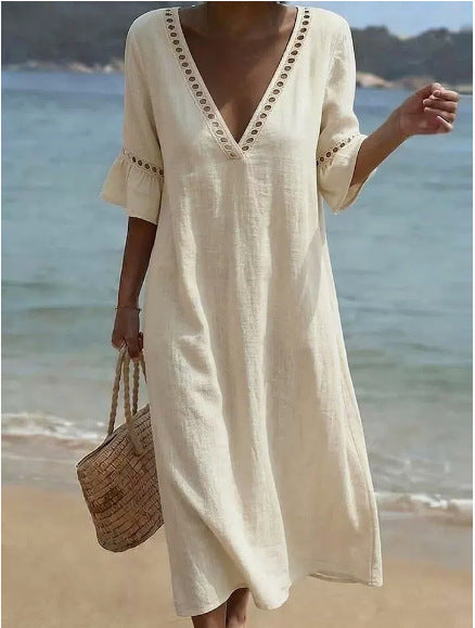 ELARA | Vestido Maxi Fresco, Confortable y Halagador para Estilo Costero