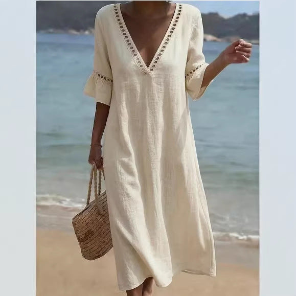 ELARA | Vestido Maxi Fresco, Confortable y Halagador para Estilo Costero