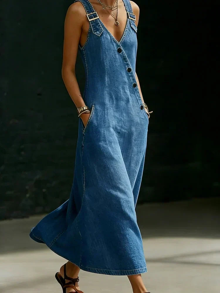 Vera | Lungo vestido de mezclilla con botones
