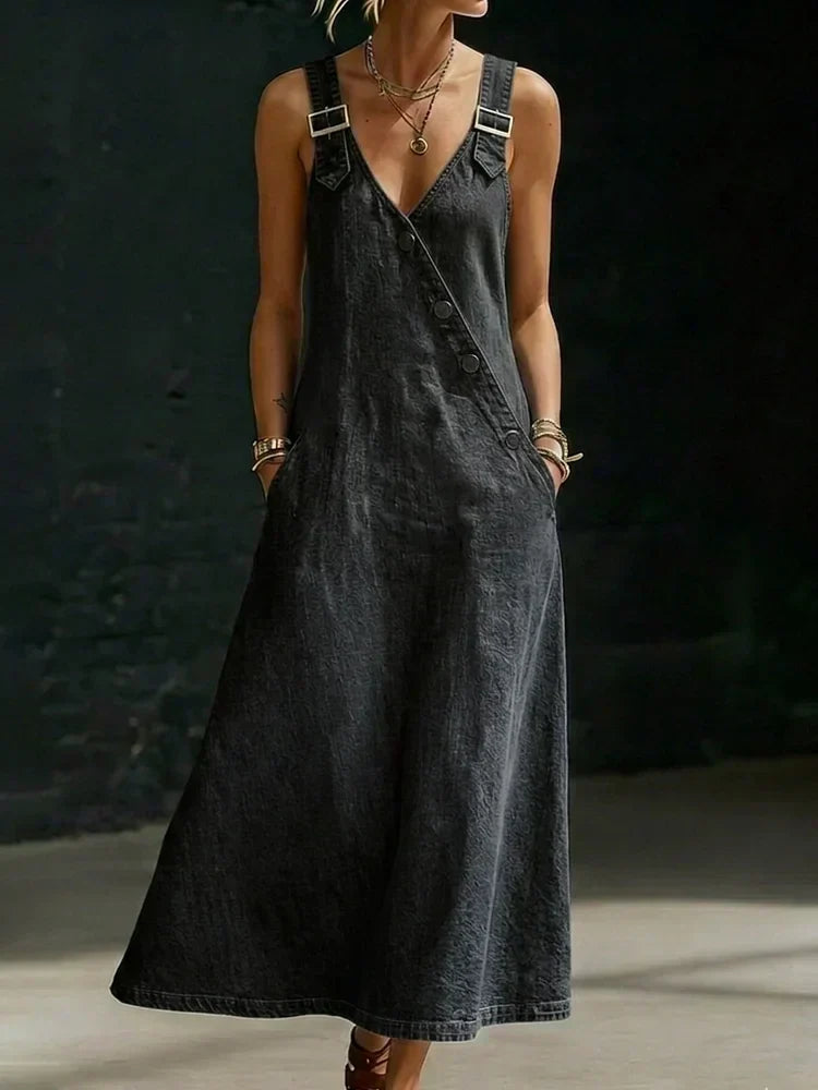 Vera | Lungo vestido de mezclilla con botones