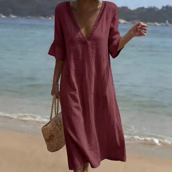 ELARA | Vestido Maxi Fresco, Confortable y Halagador para Estilo Costero