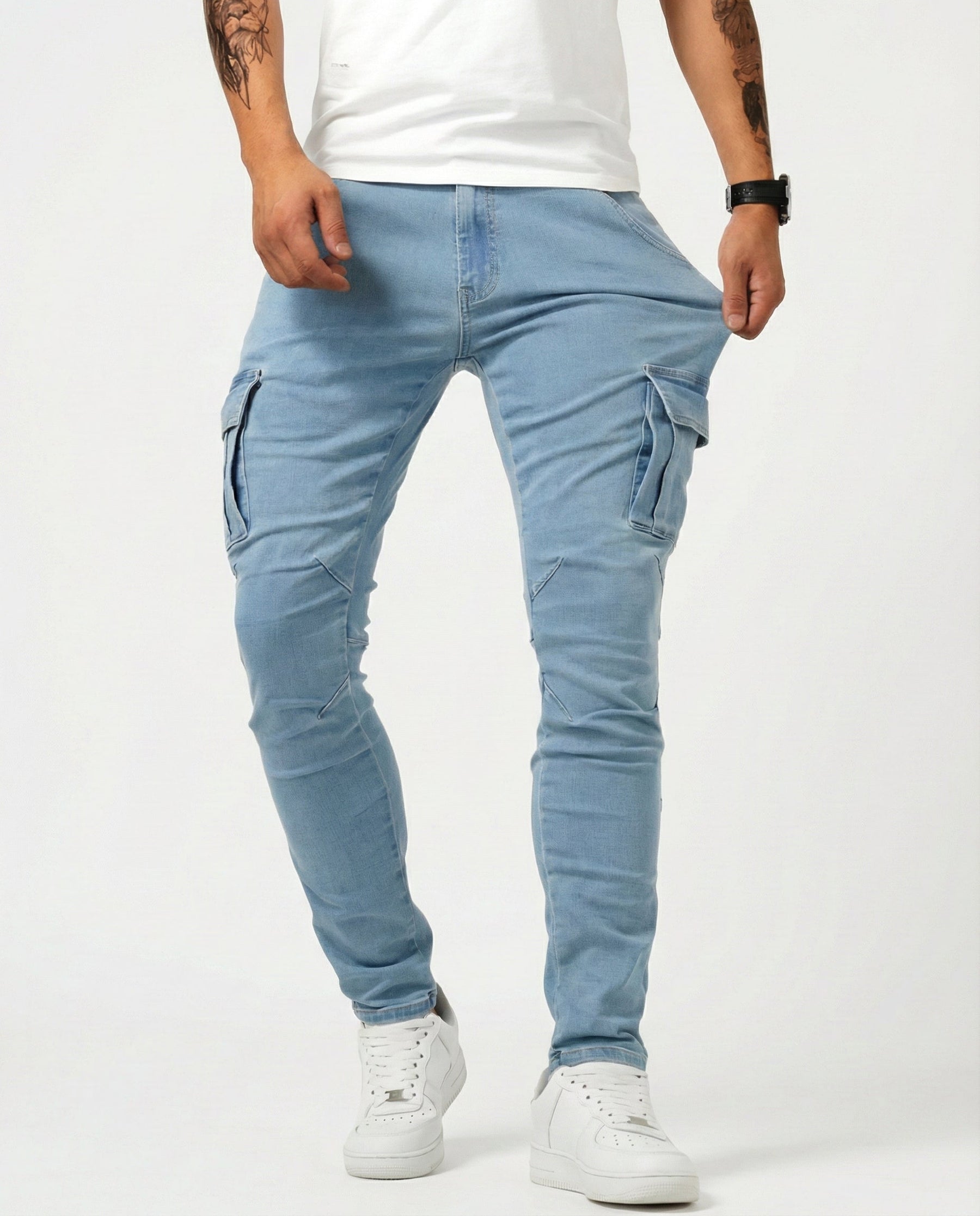 Pantalón Cargo Marino Elástico