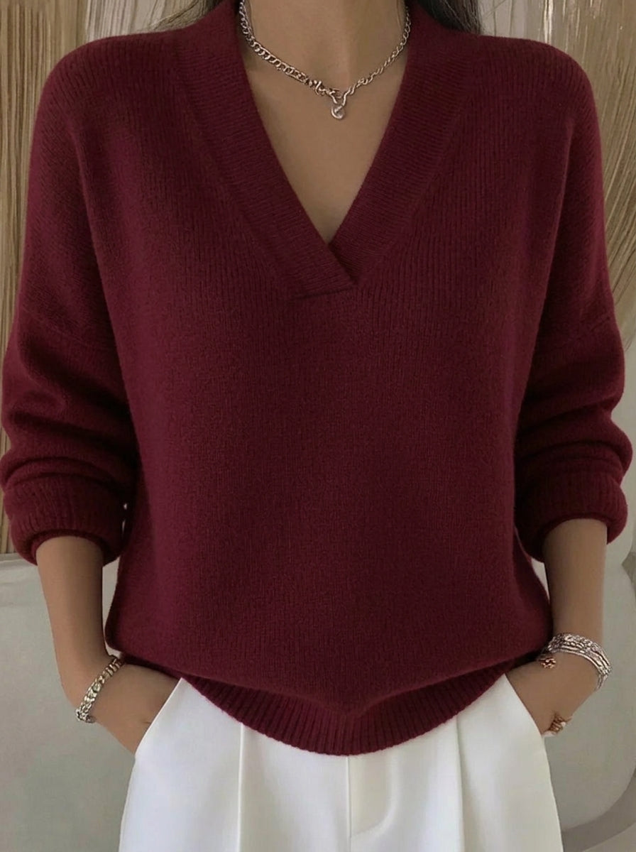 Violeta - Jersey Holgado con Cuello de Pico
