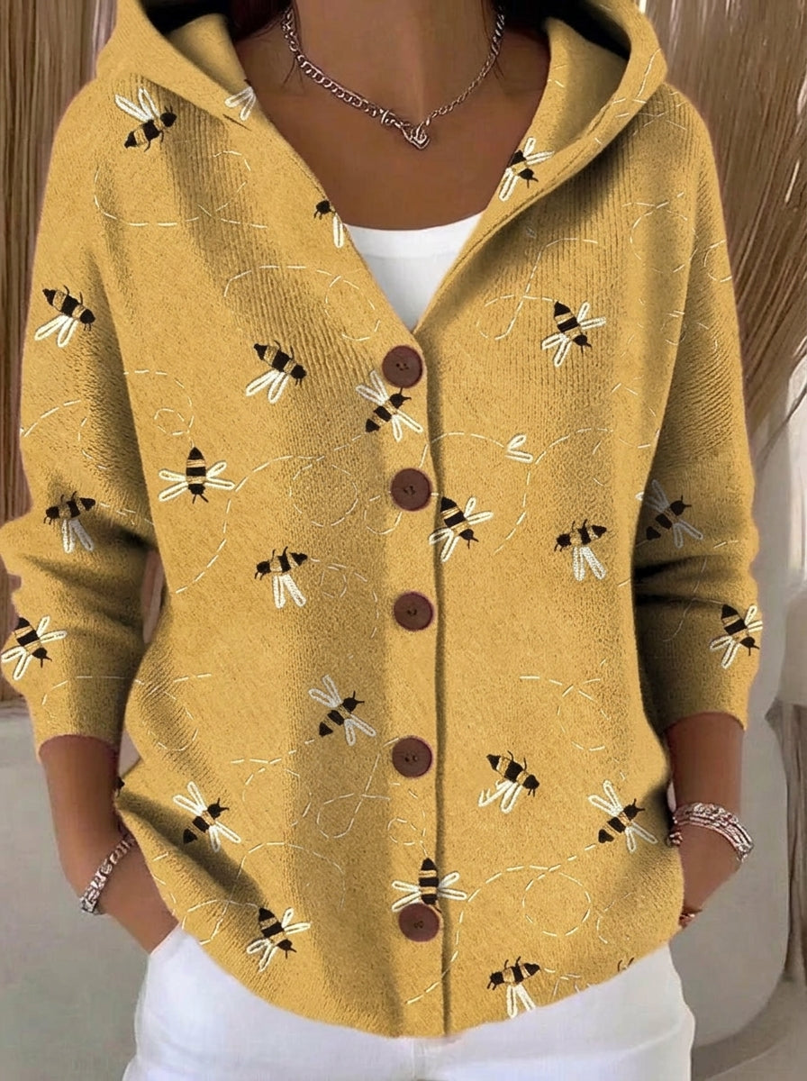Paloma - Chaqueta de Punto Estampada con Capucha