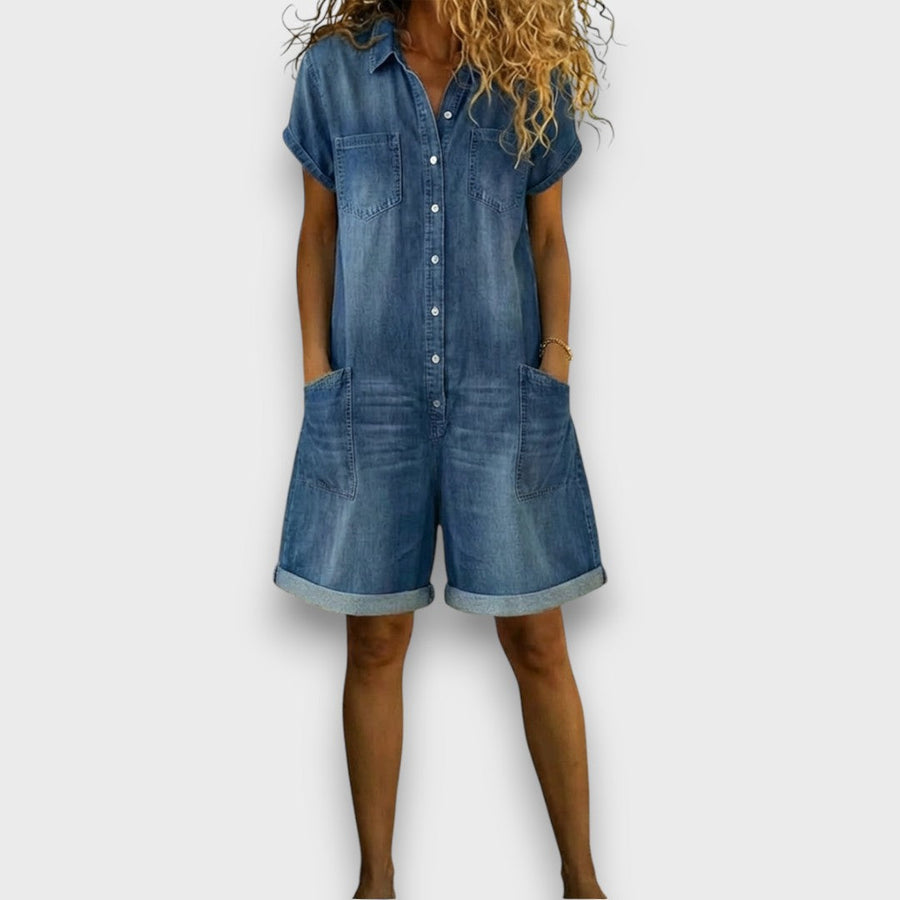 Joan | Pantalones cortos vintage con efecto denim