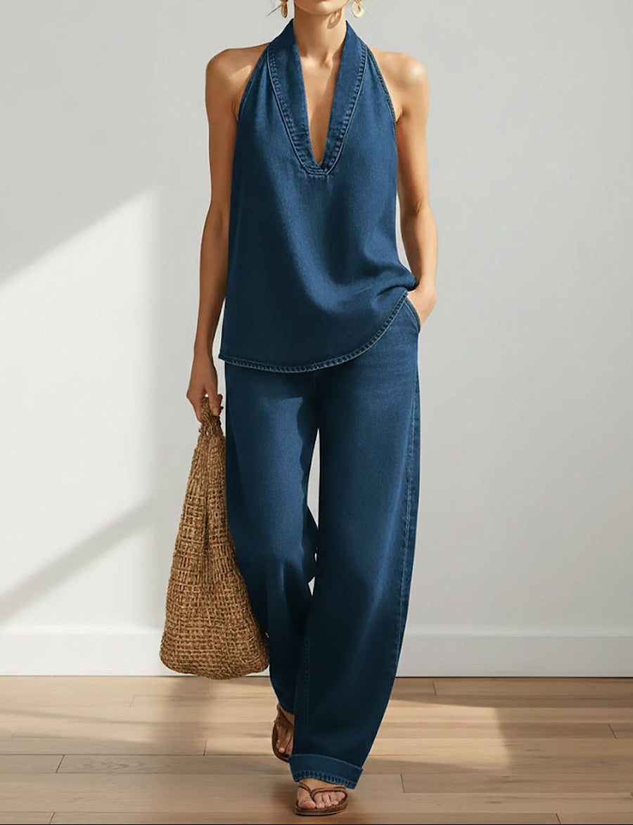 Ivy | Conjunto Gemelo Denim Efecto Vintage Lavado Suave