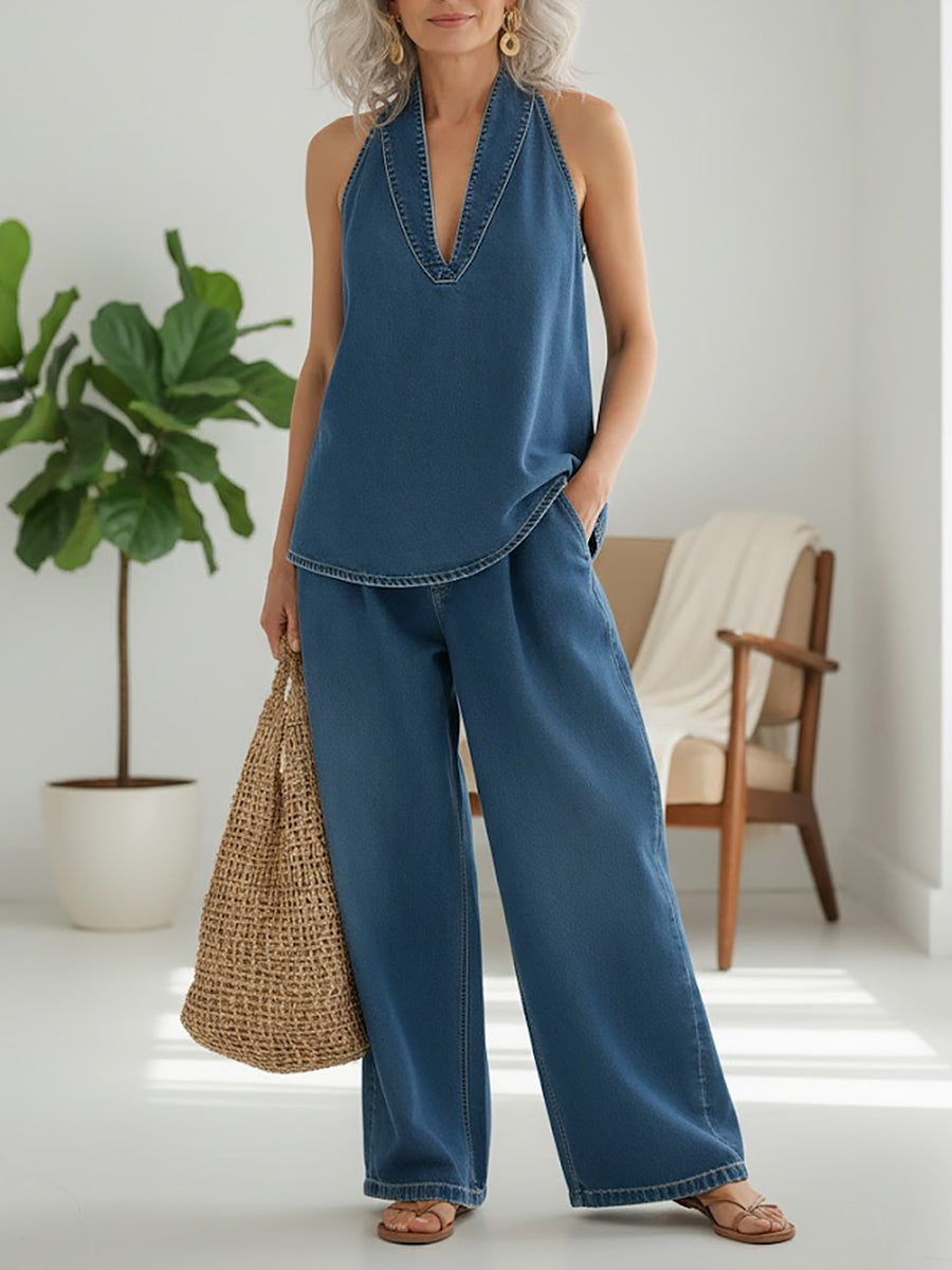 Ivy | Conjunto Gemelo Denim Efecto Vintage Lavado Suave