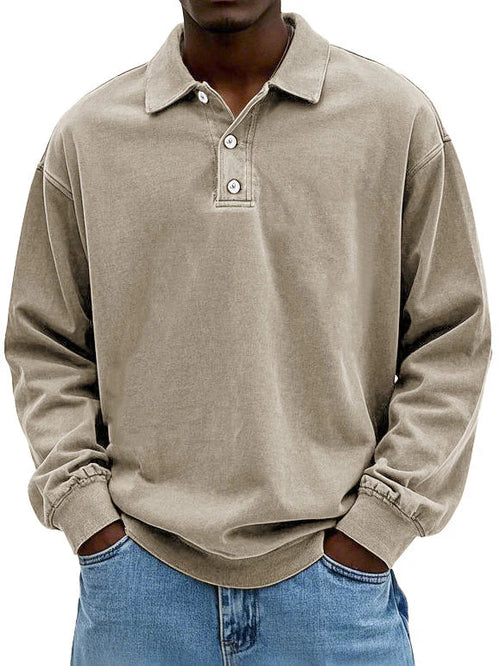 David - Polo Casual de Manga Larga
