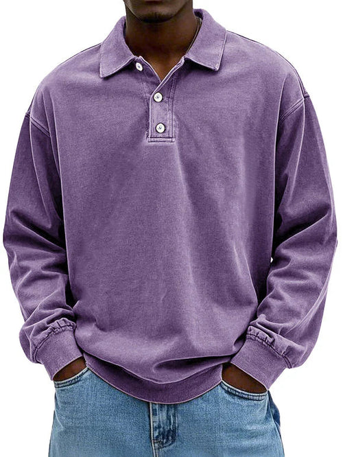 David - Polo Casual de Manga Larga